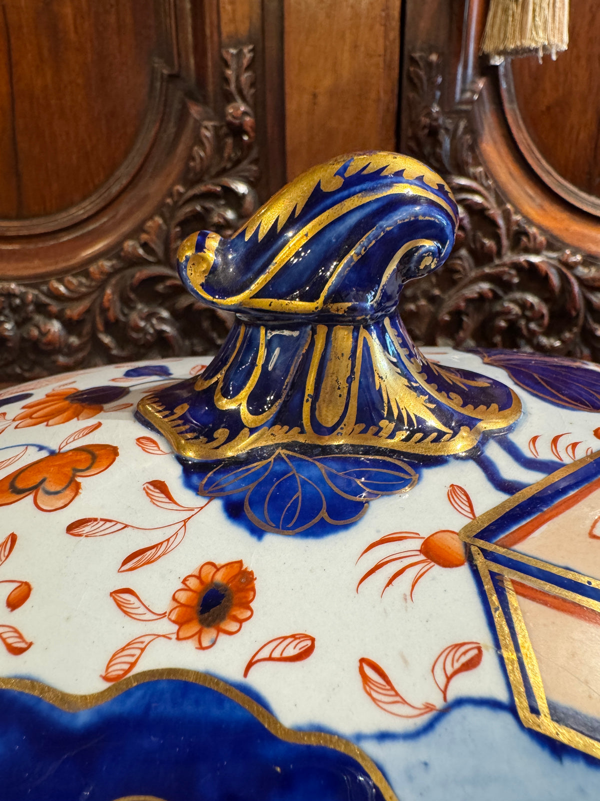 Antique Imari Ironstone Tureen With Under Tray