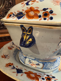 Antique Imari Ironstone Tureen With Under Tray
