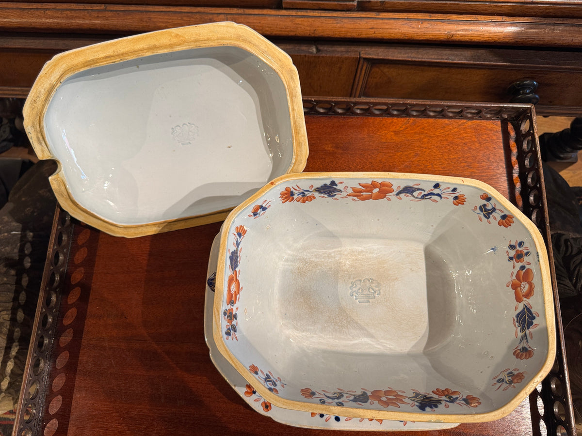 Antique Imari Ironstone Tureen With Under Tray