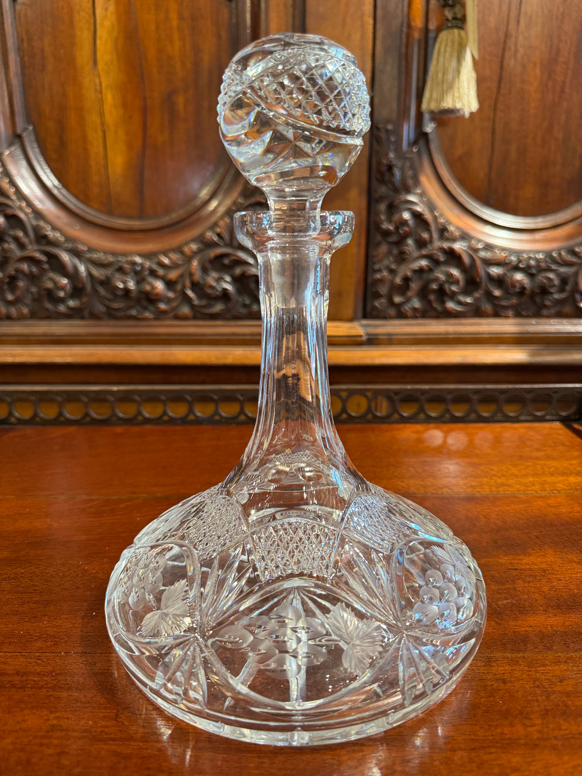 Cut Glass Ships Decanter