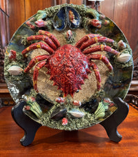 Palissy Style Hanging Majolica Crab Plate