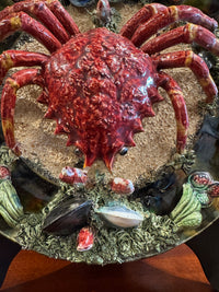 Palissy Style Hanging Majolica Crab Plate
