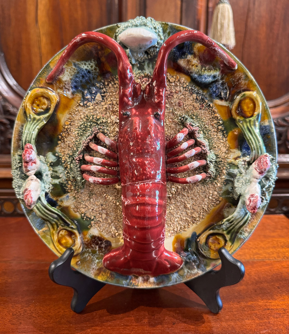 Early 20th Century Palissy Style Hanging Lobster Plate