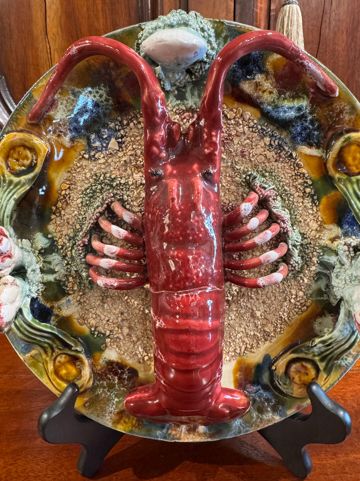 Early 20th Century Palissy Style Hanging Lobster Plate