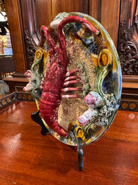 Early 20th Century Palissy Style Hanging Lobster Plate