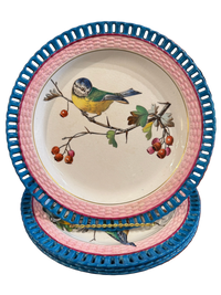 Set of 4 Antique Minton Bird Wall Plates