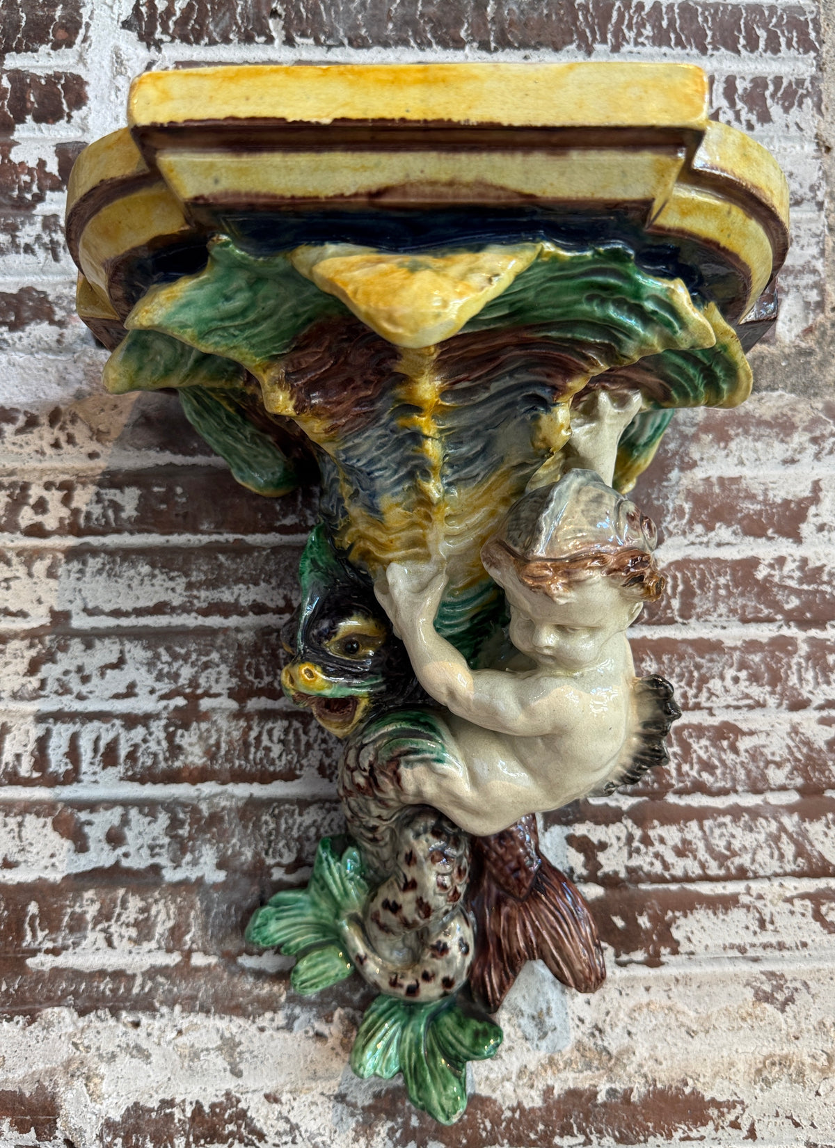 Antique Majolica Wall Bracket