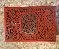 19th Century Chinese Cinnabar Box With Hardstone