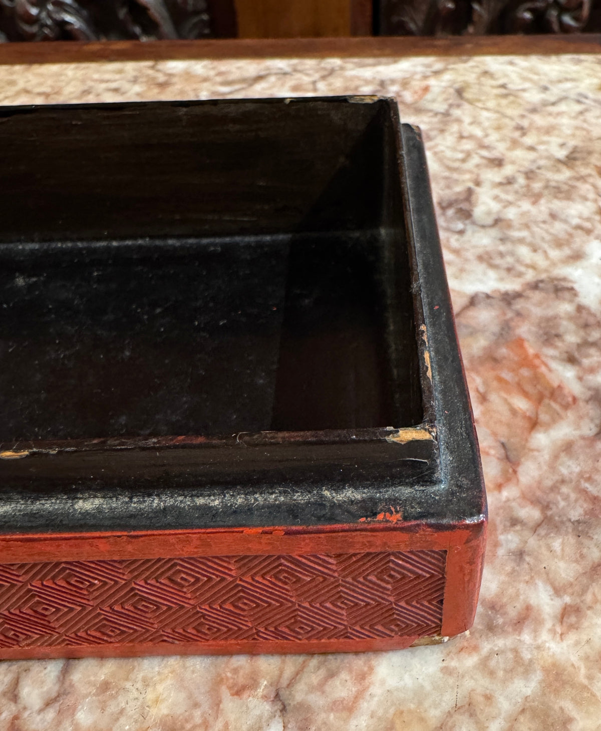 19th Century Chinese Cinnabar Box With Hardstone