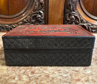 Antique Chinese Cinnabar Box With Scholar Scene