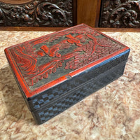 Antique Chinese Cinnabar Box With Scholar Scene