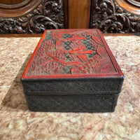 Antique Chinese Cinnabar Box With Scholar Scene