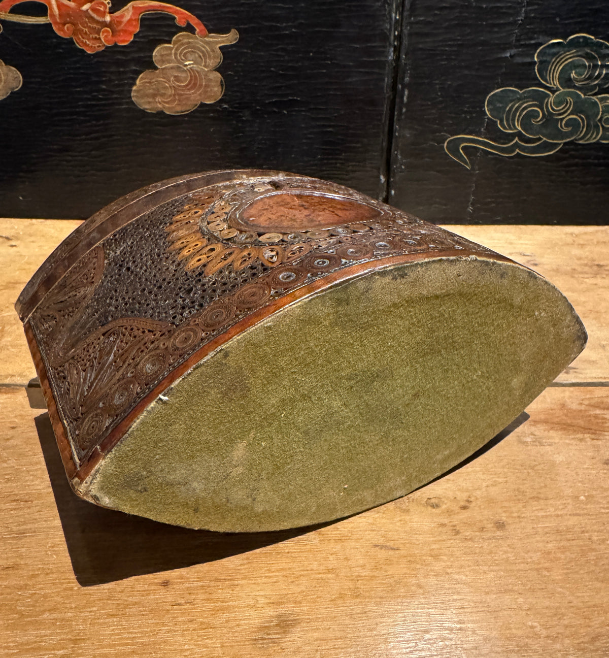 Late 18th Century Navette Form Quilled Tea Box