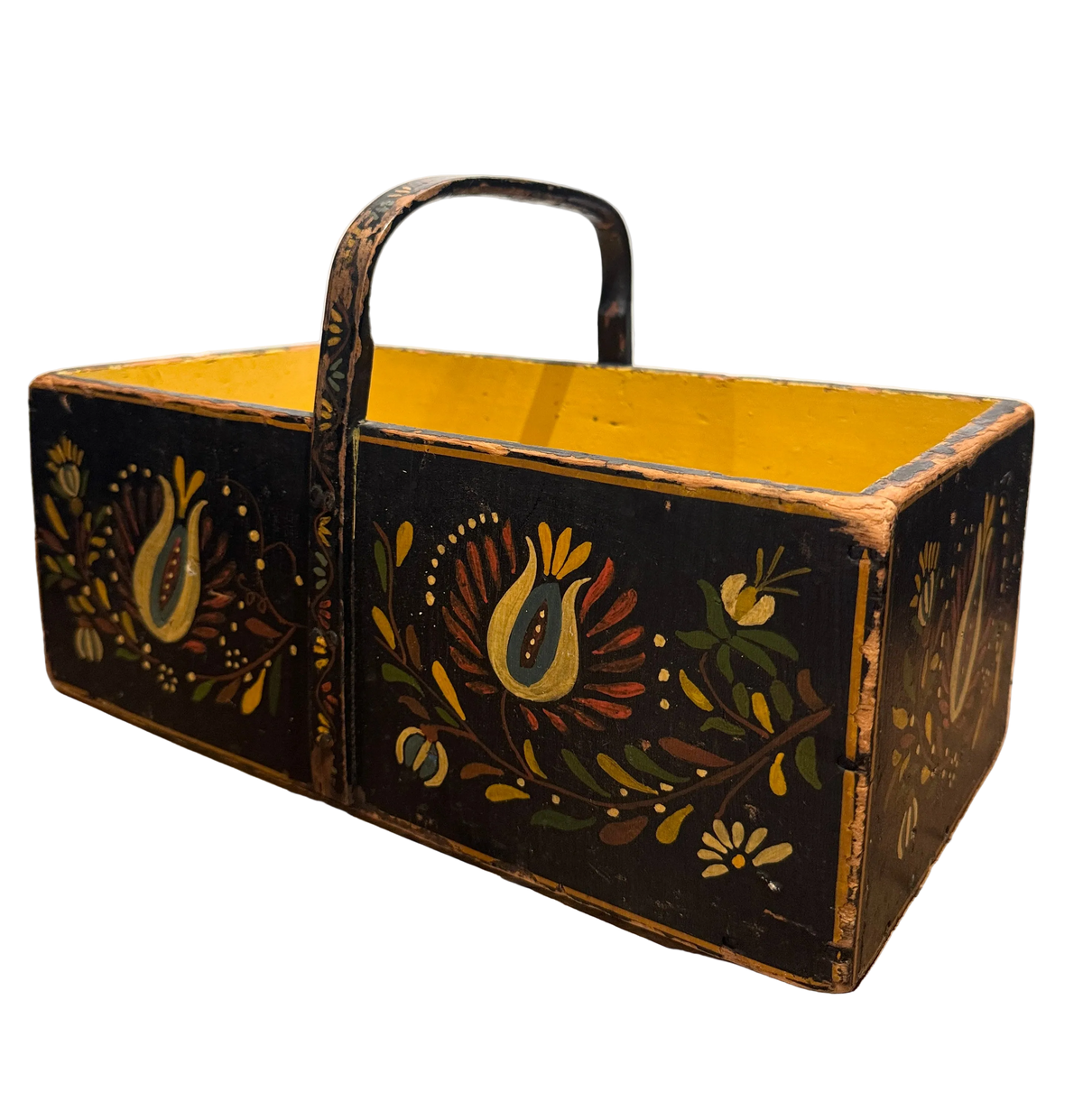 Pennsylvania Dutch Style Painted Wood Basket