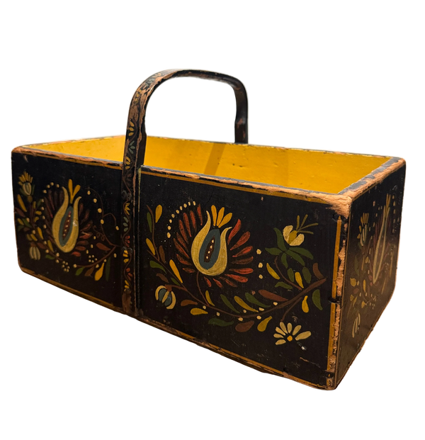 Pennsylvania Dutch Style Painted Wood Basket