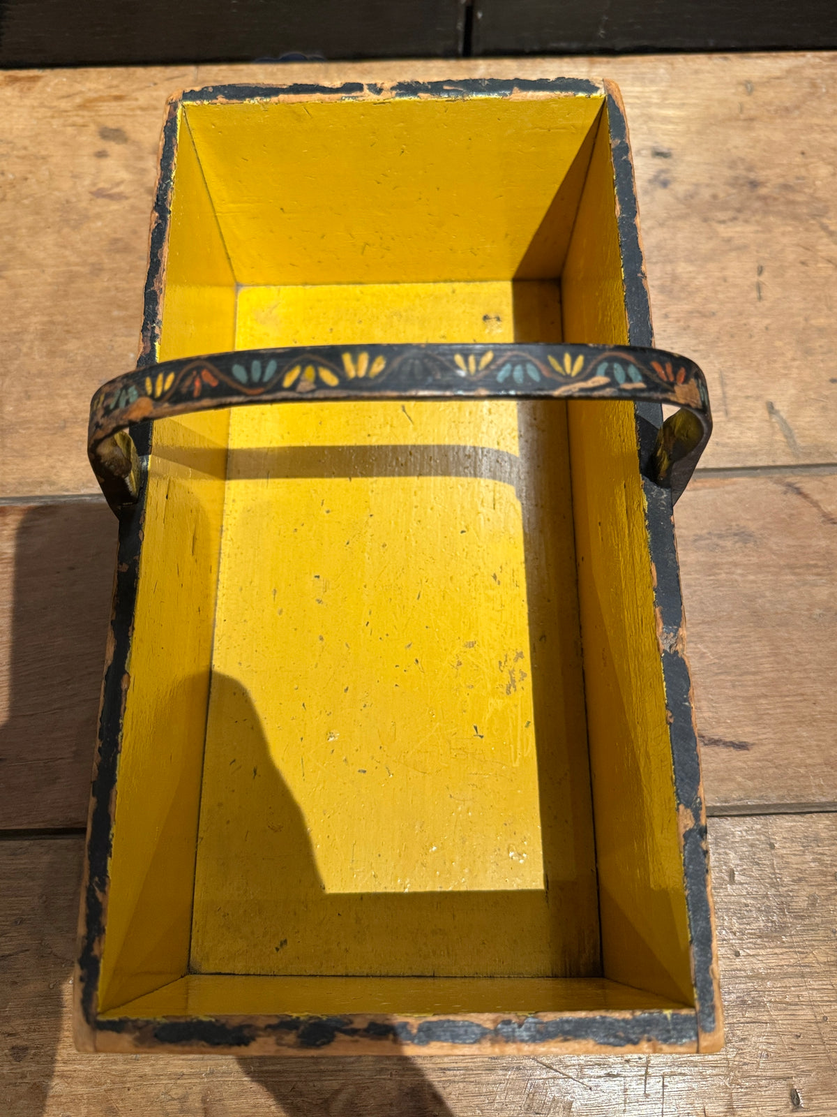 Pennsylvania Dutch Style Painted Wood Basket