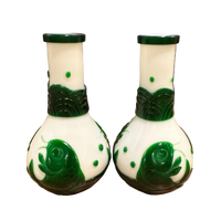 Pair of Peking Glass Green and White Vases With Fish