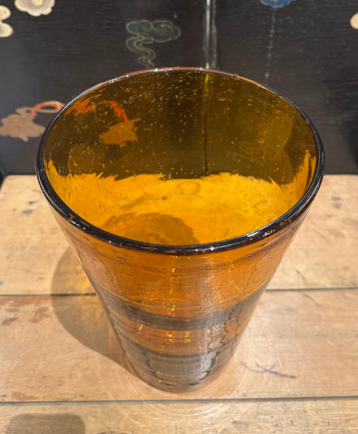 Large Murano Amber Glass Vase