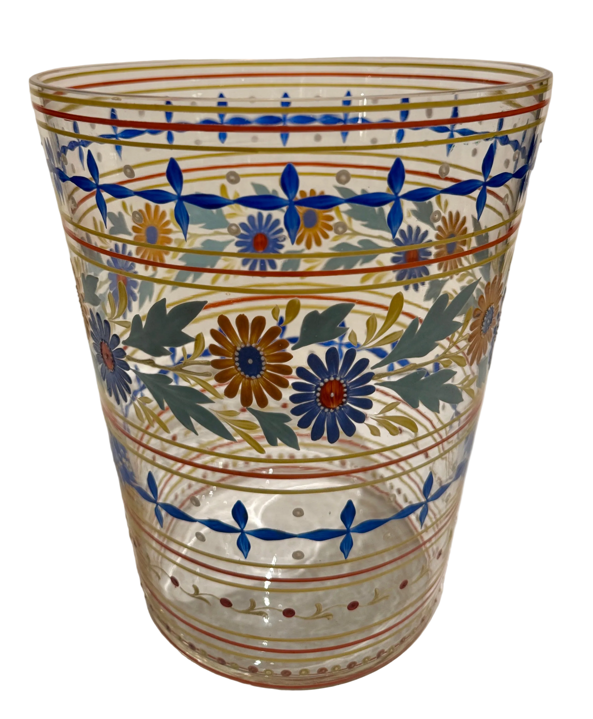 Hand Painted Bohemian Floral Glass Vase