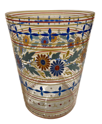 Hand Painted Bohemian Floral Glass Vase