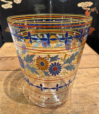Hand Painted Bohemian Floral Glass Vase