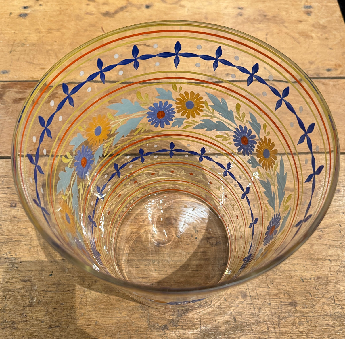 Hand Painted Bohemian Floral Glass Vase