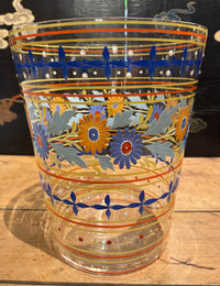 Hand Painted Bohemian Floral Glass Vase