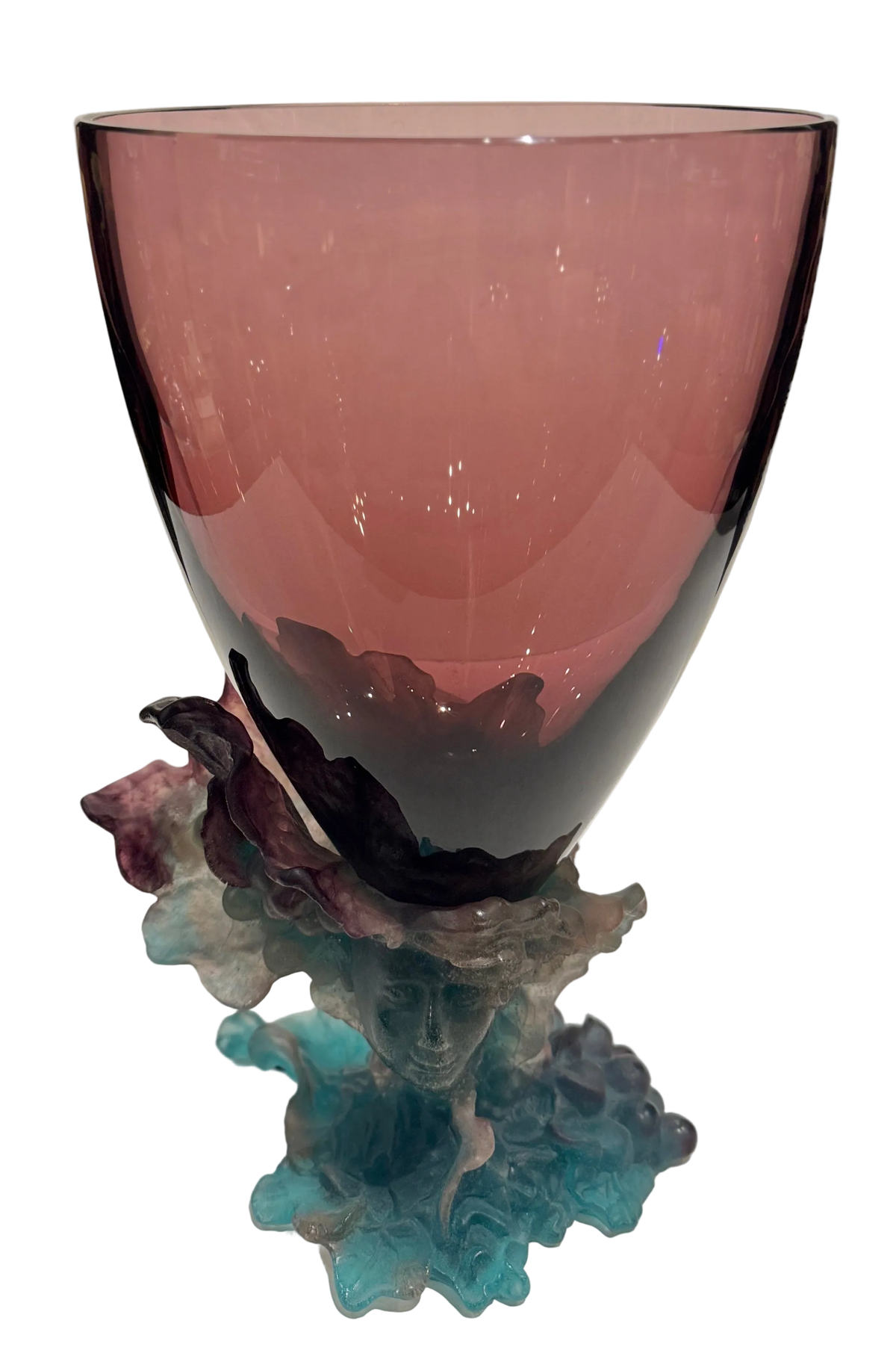 Fine Daum Bacchus Pate De Verre And Crystal Vase