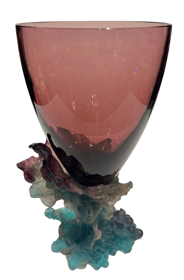 Fine Daum Bacchus Pate De Verre And Crystal Vase