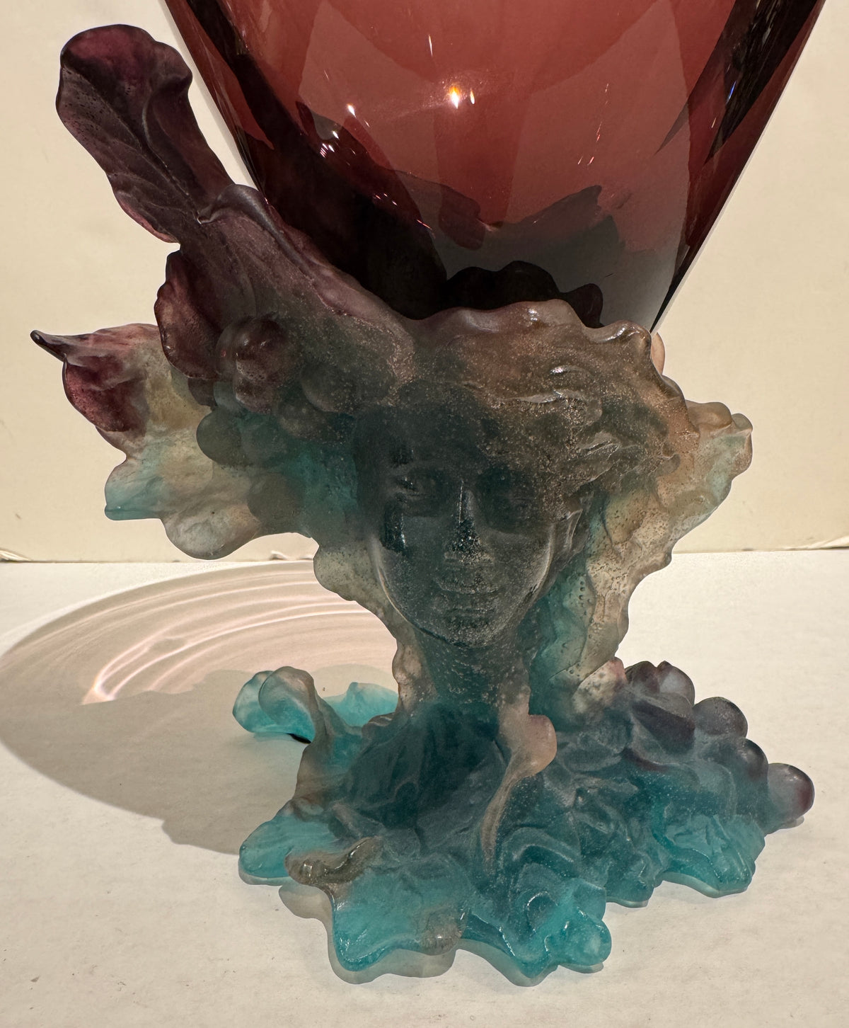 Fine Daum Bacchus Pate De Verre And Crystal Vase