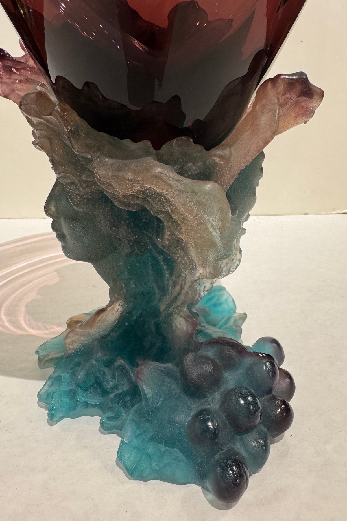 Fine Daum Bacchus Pate De Verre And Crystal Vase