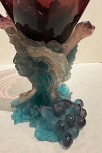 Fine Daum Bacchus Pate De Verre And Crystal Vase