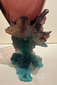 Fine Daum Bacchus Pate De Verre And Crystal Vase