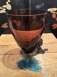 Fine Daum Bacchus Pate De Verre And Crystal Vase
