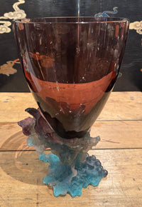 Fine Daum Bacchus Pate De Verre And Crystal Vase