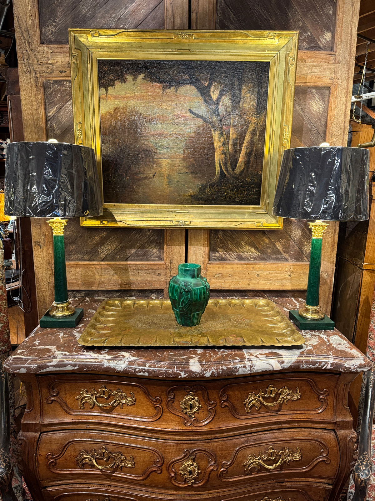 Large Brass Tray With Scalloped Edge