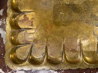 Large Brass Tray With Scalloped Edge