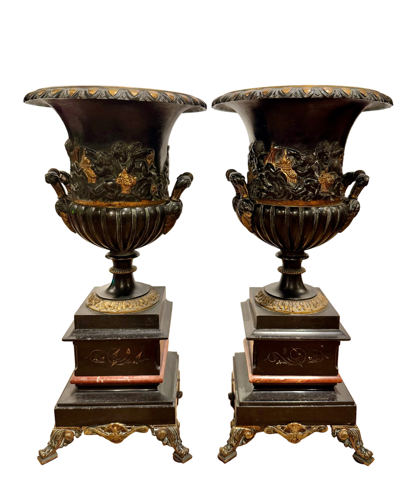 Pair of French Neoclassical Mantle Urns