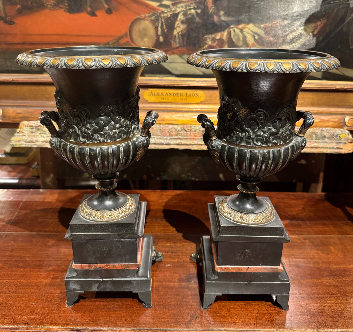 Pair of French Neoclassical Mantle Urns
