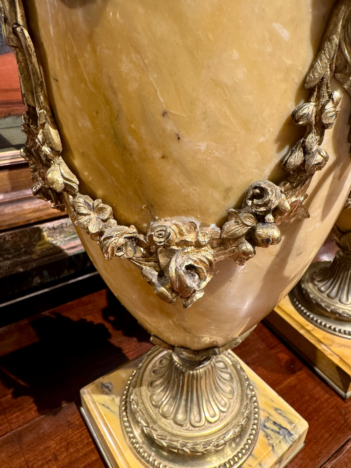 Pair Antique Neoclassical Marble Urns