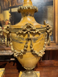 Pair Antique Neoclassical Marble Urns