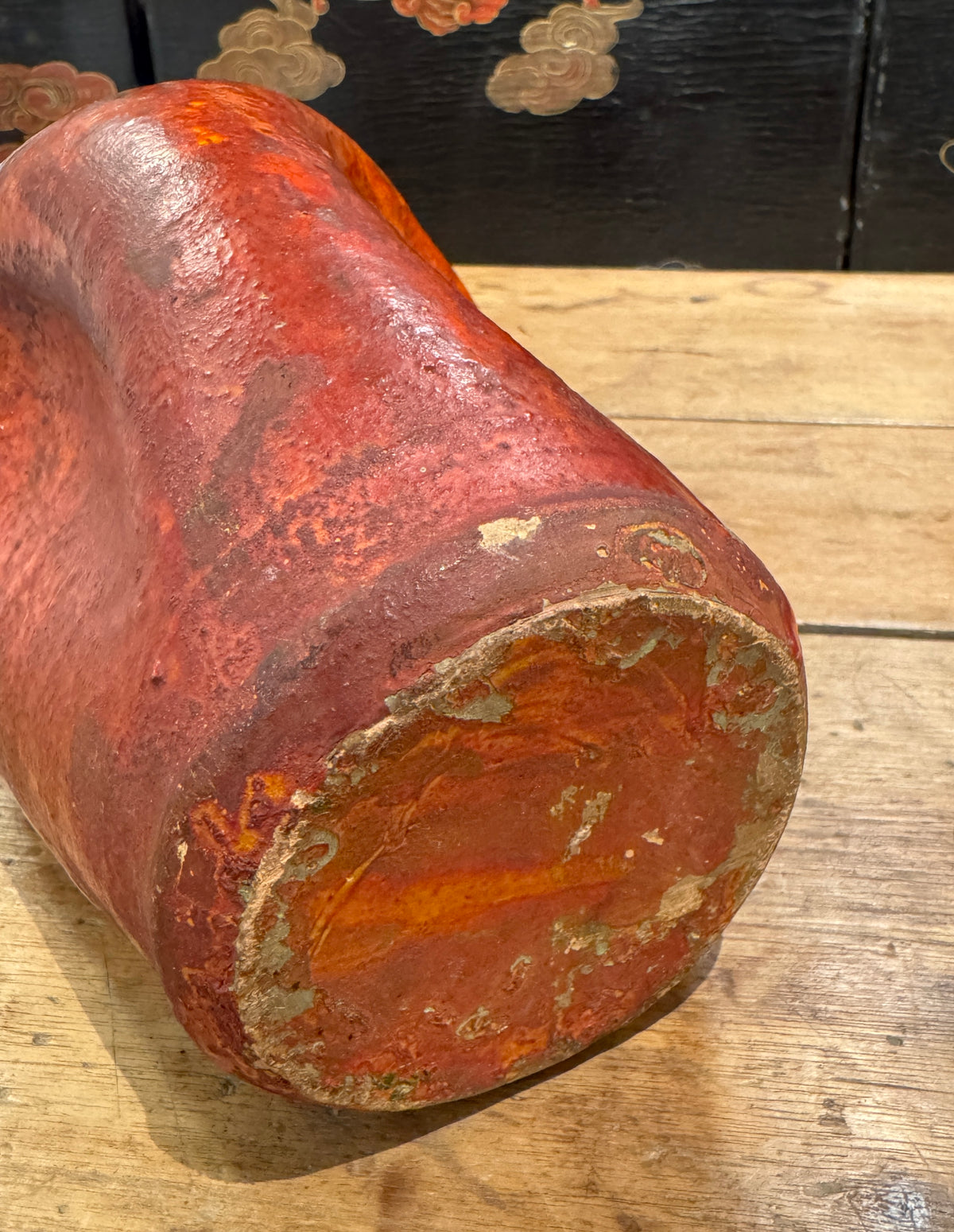 Early 20th Century North Carolina Chrome Red Pinch Vase