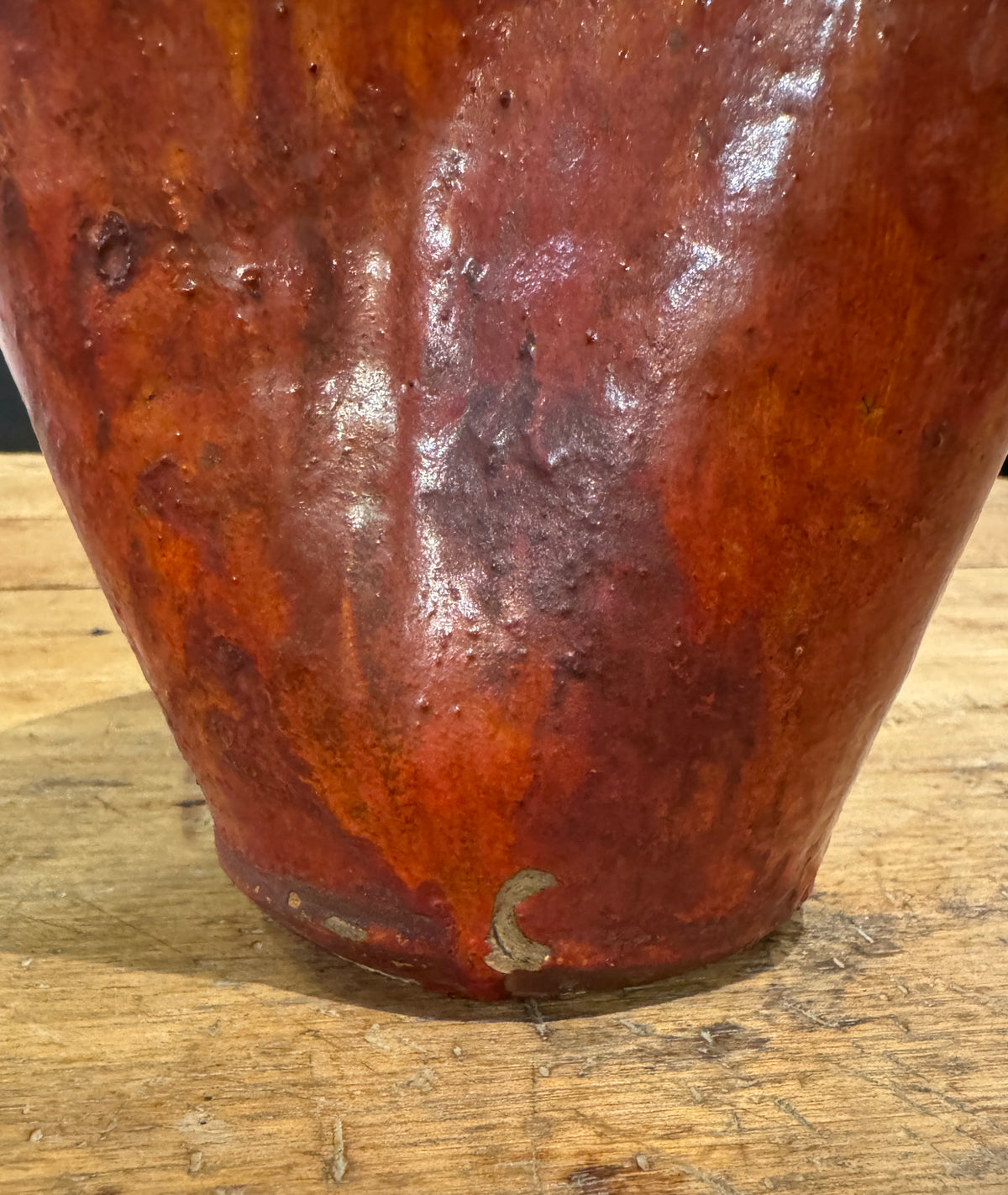 Early 20th Century North Carolina Chrome Red Pinch Vase