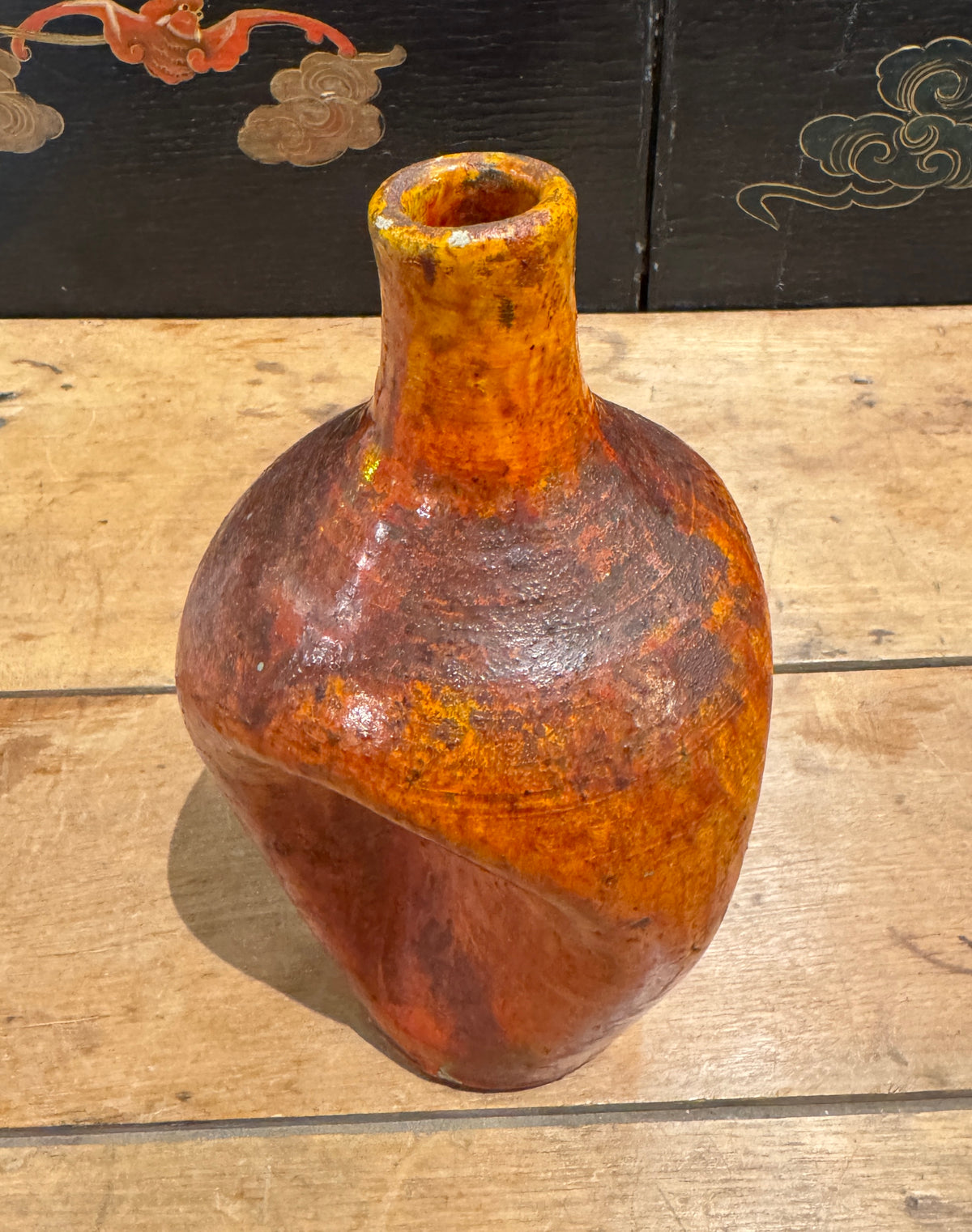 Early 20th Century North Carolina Chrome Red Pinch Vase