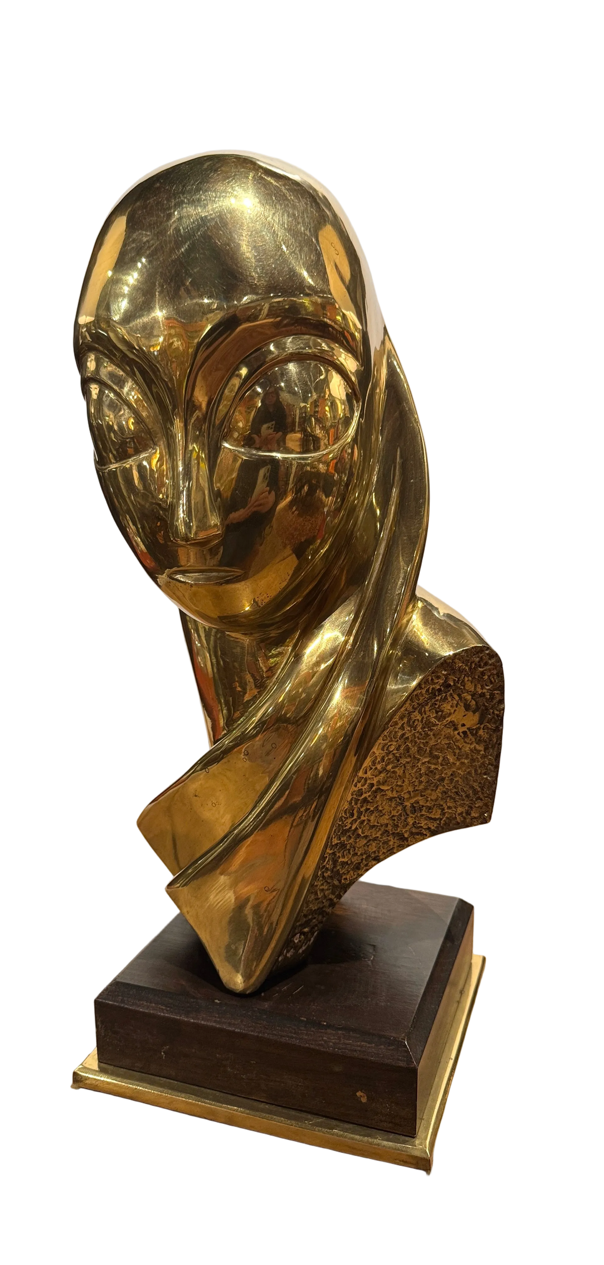 Modernist Bronze Bust In The Manner of Brancusi