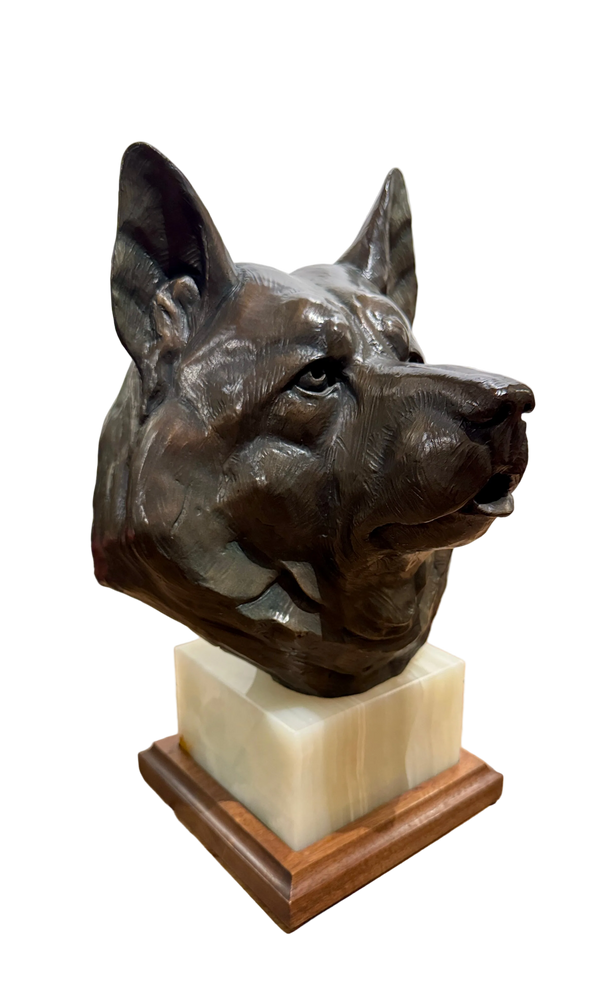 Bronze Elkhound Bust by Dan Ostermiller