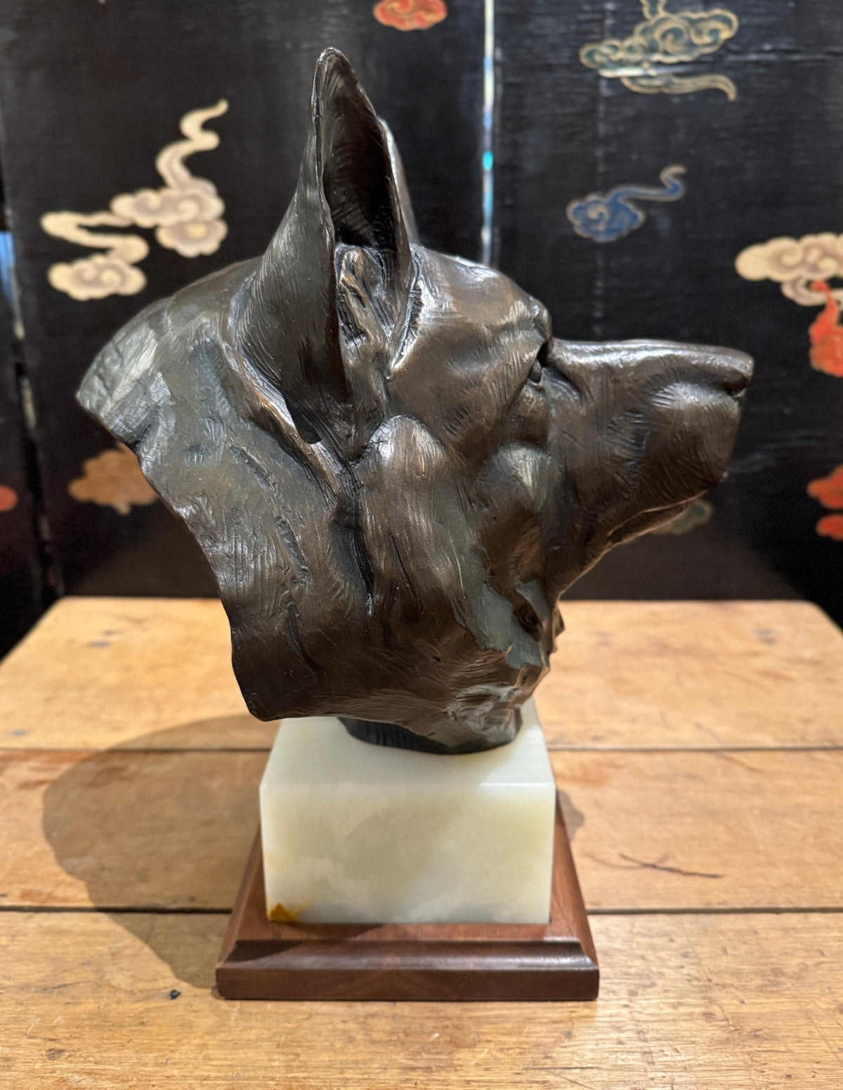 Bronze Elkhound Bust by Dan Ostermiller