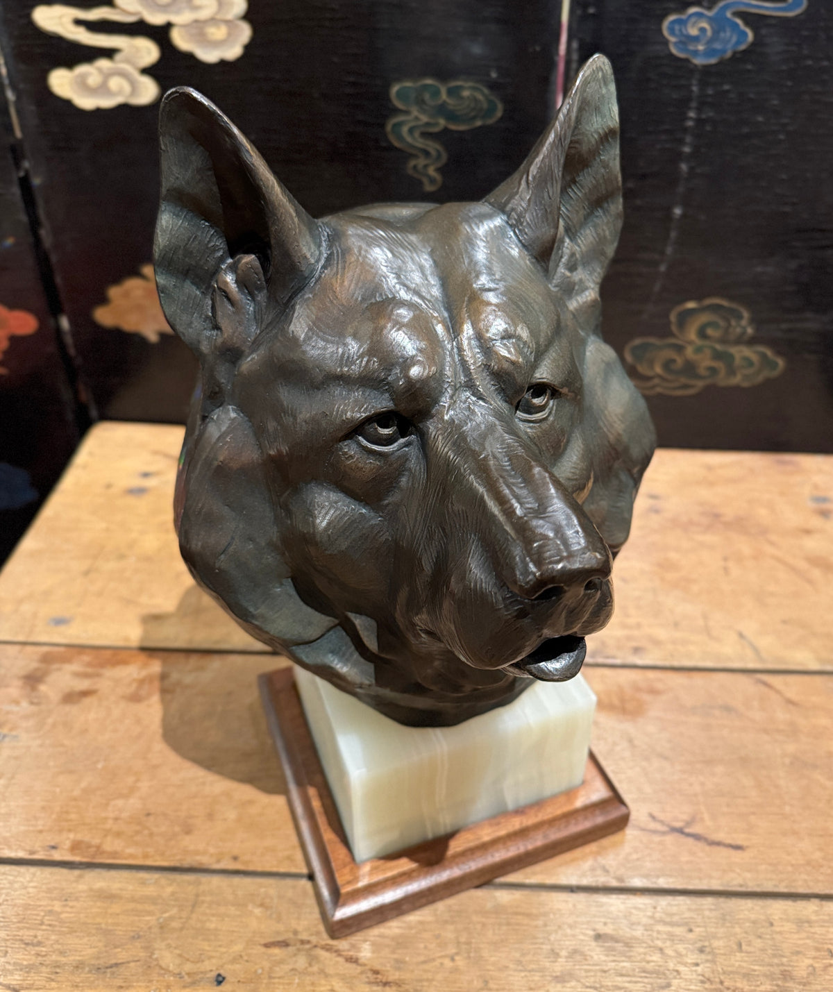 Bronze Elkhound Bust by Dan Ostermiller