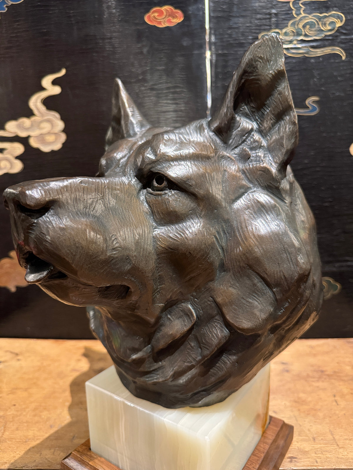 Bronze Elkhound Bust by Dan Ostermiller