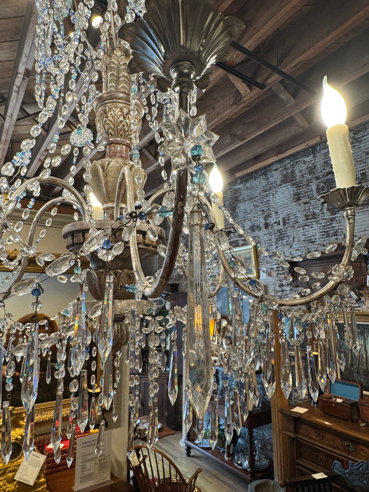 Italian Silver Leaf Chandelier